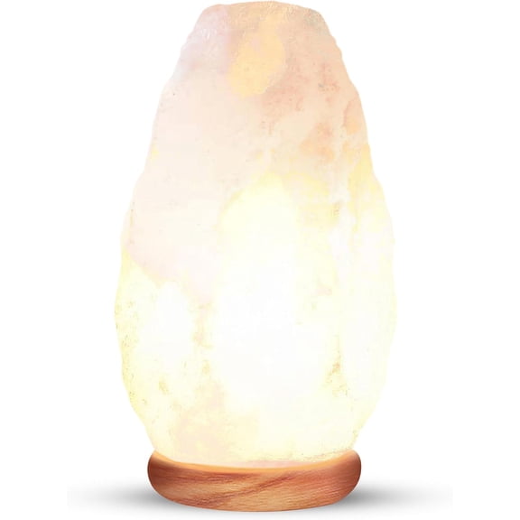 Himalayan Glow White Salt Crystal Lamp, Natural Salt Night Light, Hand Crafted Salt Lamps with Neem Wooden Base, Salts Lamp Bulb,(ETL Certified) Touch Dimmer Switch | 5-7 LBS