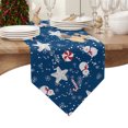 thumbnail image 4 of Table Runner Dresser Scarves Christmas Snowman Winter Snowflake Cotton Linen Burlap Table Cover Seamless Candy Star on Blue Table Runners for Family Kitchen Dining Holiday Party Banquet Decor, 4 of 5