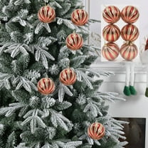 6Pcs Christmas Ornaments Red Green Gold Striped Baubles, 2.36in Shatterproof Christmas Tree Hanging Balls, Holiday Party Decorations for Indoor Outdoor Xmas Décor Supplies