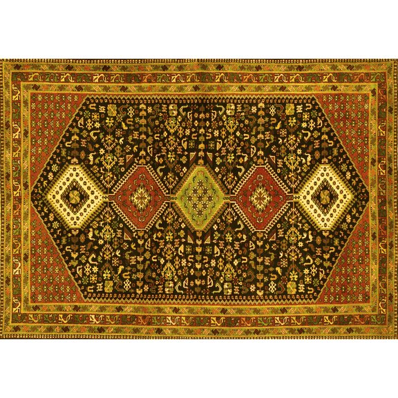 Ahgly Company Indoor Rectangle Persian Yellow Traditional Area Rugs, 5' x 7'