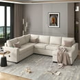 thumbnail image 2 of Holaki 7-9 Seat 108" Modular Combination Sofa with Ottoman L-shaped Corner Combination, USB and Type-C Interfaces, Beige, 2 of 7