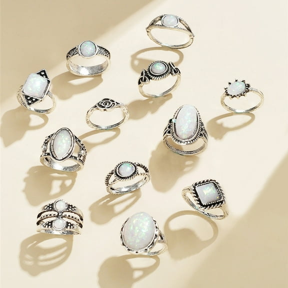 Hot-Selling New Vintage Overlapping Geometric Ring Set for Women - Gemstone Rings, Knuckle Rings, and Stackable Bands