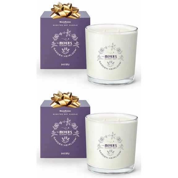 Mrs. Meyer's 14 Ounce Moonflower Scented Soy Wax Candle with Long Lasting Burn Time, 2 Wick, Aromatherapy (2 Pack)