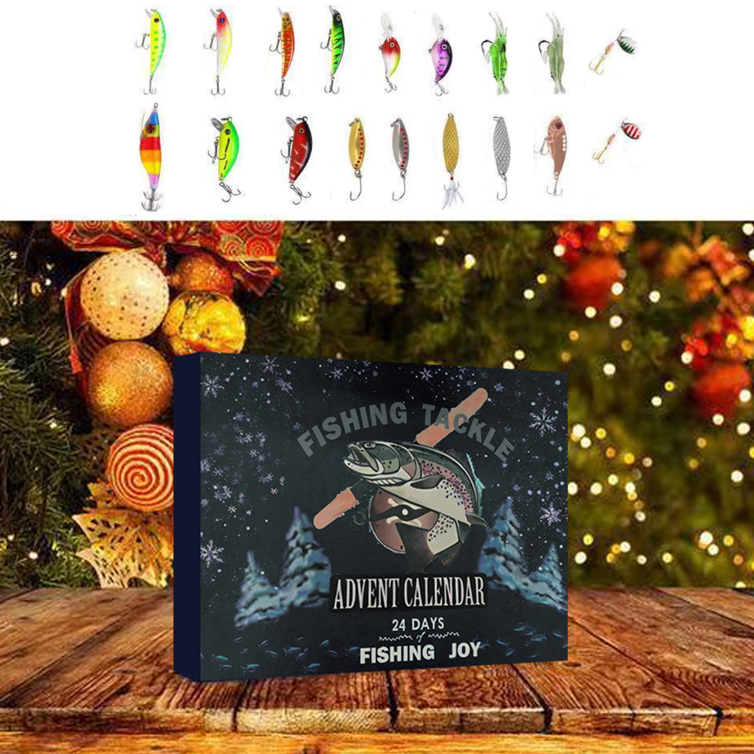 Advent Calendar  Fishing Lure for Man Adult Teen - 24 Days Christmas Countdown Fish Tackle Set - Xmas Surprise Fish Bait Gift for Father Grandpa Brother Boyfriend