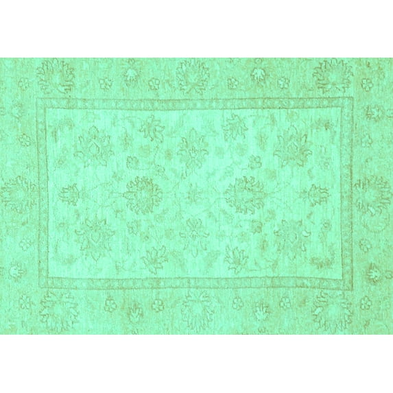 Ahgly Company Machine Washable Indoor Rectangle Oriental Turquoise Blue Traditional Area Rugs, 8' x 10'