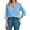 Sky blue, variant on Long Sleeved Spring Fall Women's Chiffon V-Neck Button-Up Casual Pure Color Blouse for Business