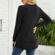 thumbnail image 4 of Mujeres de manga larga Pullover Top cuello redondo encaje dobladillo bolsillos laterales Casual mujeres con estilo sudadera negro L, 4 of 6