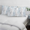 thumbnail image 3 of Light Blue Grey Botanical Pillow Covers, Linen Long Throw Pillow Case, Spring Floral Summer Farmhouse Holiday Pillow Protector Decorative Cushion Cover for Living Room/Bedroom 20" x 36", 3 of 8