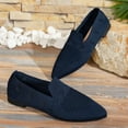 thumbnail image 5 of Miluxas Women's Woven Pointy Fashion Cutouts Breathable Knit Flat Shoes Navy 9.5(43), 5 of 9