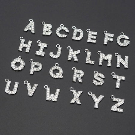 

26x Alphabet Crystal Letter Beads Pendants A-Z Rhinestone English Letters Charms