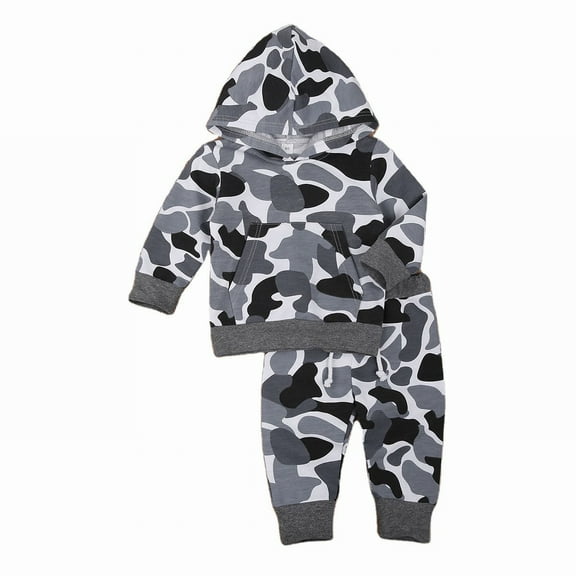 Mercatoo Infant Boys Camouflage Sweatshirt Outfits Boy Toddler Hooded Matching Sweatsuit Sweatpants Baby Kids Baby Boy 3 6 Months