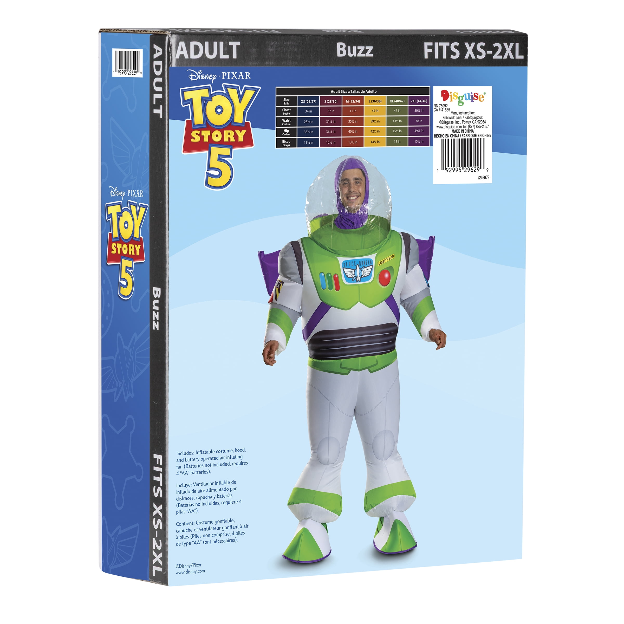 Disney Toy Story Buzz Lightyear Inflatable Halloween Costume for Adults, Adult One Size, by Disguise