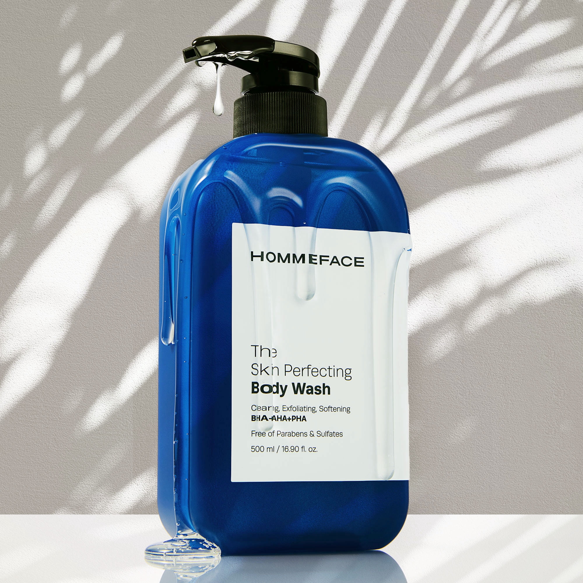 HOMMEFACE Men’s The Skin Perfecting Body Wash with Pump - Korean Skincare Technology for Body Acne with BHA, AHA, PHA, 16.9 fl. oz.
