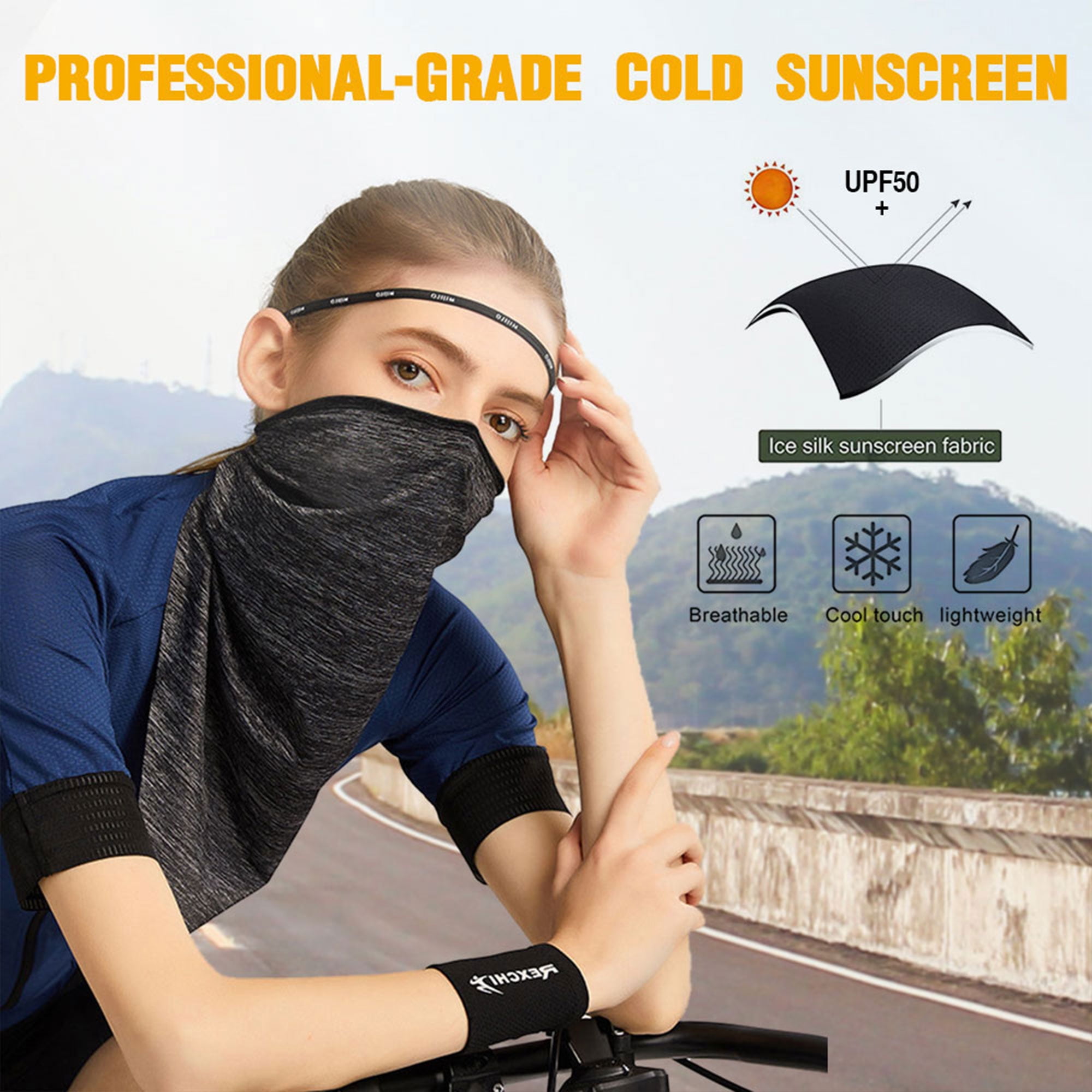 Tube Windproof Mask Ice Silk Face Cover for Dust UV Wind Outdoors 2 Pcs Face Scarf Bandana Neck Gaiter Balaclava Headwear