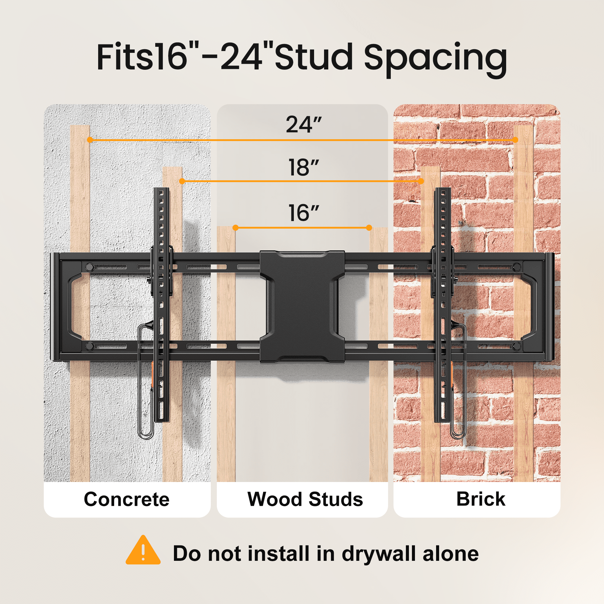 Tilting TV Wall Mount Bracket for 37-84 inch Flat Screen LED, LCD, Curved TVs, Low Profile TV Mount Max 600x400mm, Holds up to 132 lbs