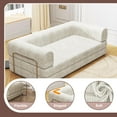 thumbnail image 3 of Convertible Sofa Couch Sleeper Sofa Bed w/Corduroy Fabric, 78.5'' Foldable Upholstered Compressed Floor Couch for Living Room, Apartment No Assembly Required (Beige), 3 of 7
