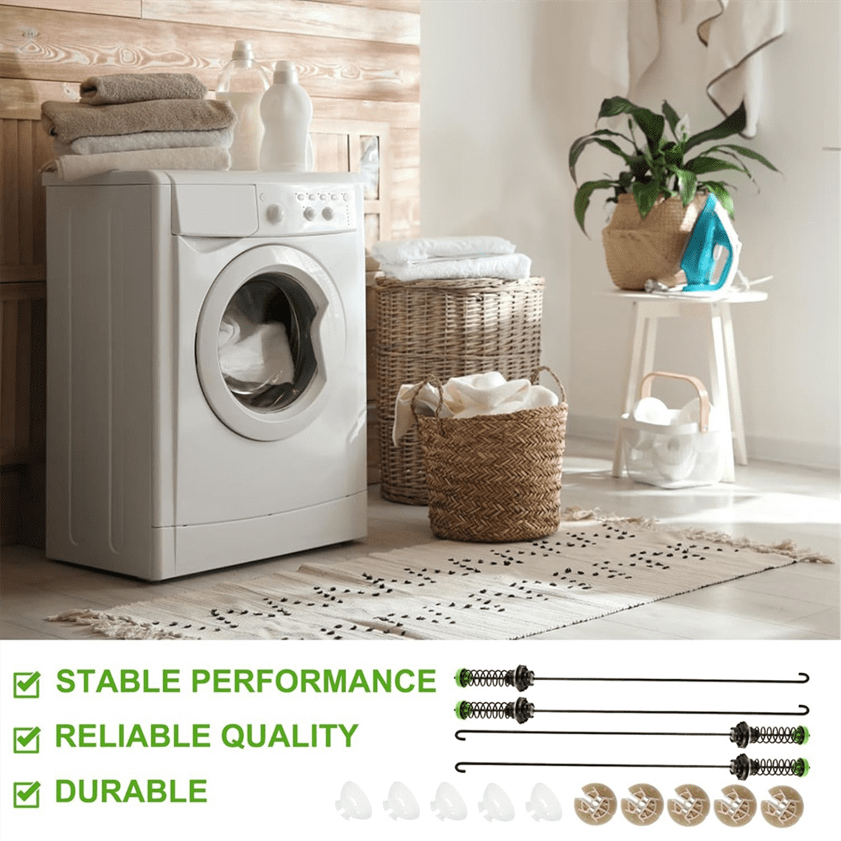 W11130362 4Pcs Washer Suspension Rod Kit,for Washing Machines