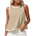 thumbnail image 2 of TGSLY Color Block Contrast Trim Tank Tops for Women Crew Neck Sleeveless Blouses A-Line Flowy Loose Fit Solid Color Going Out Tshirts XXL, 2 of 6