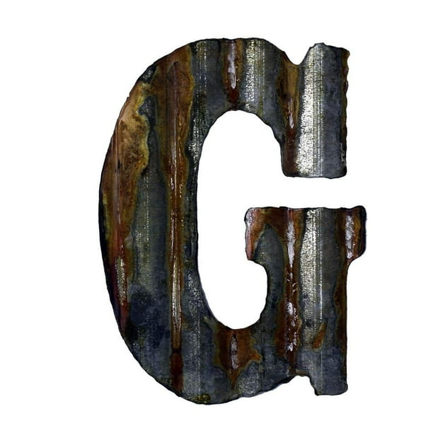 Custom Cut Decor 8'' Rusty Galvanized Corrugated Metal Letter G