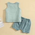 thumbnail image 5 of TOWED22 Toddler Boy Summer Outfits Baby Boy Animal Print Short Sleeves T-Shirt Plaid Shorts Set Infant Boy Clothes Set Light Green,6-9 M, 5 of 9