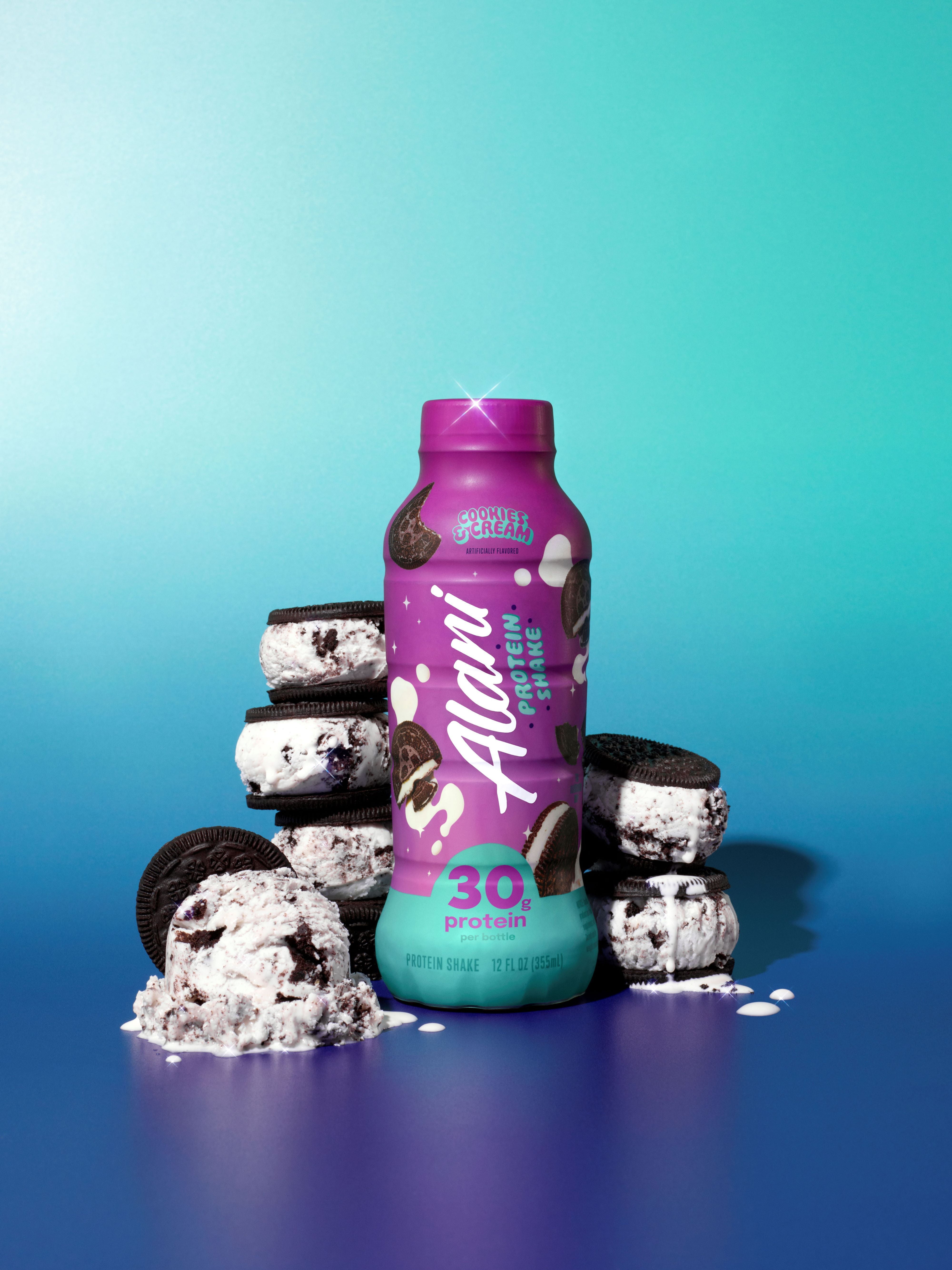 Alani Nu Protein Shake, Cookies & Cream, 12 fl oz, 4 Pack, Bottles, 30g Protein, Gluten Free