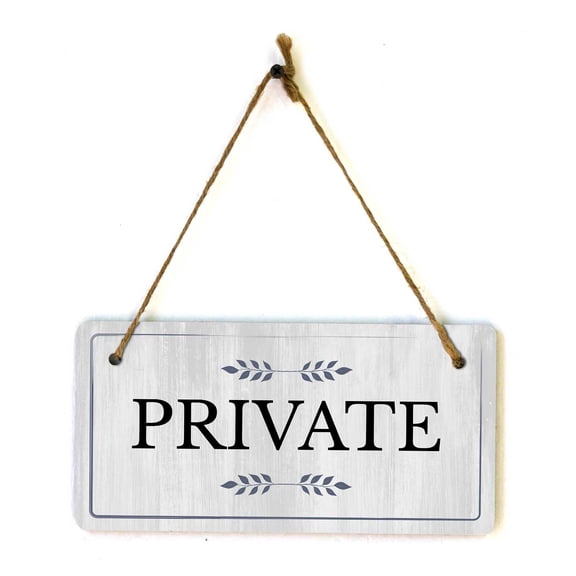 Private | Rustic White Wood 5 x 10" Hanging Sign