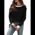 thumbnail image 3 of Camisas de Larga para Mujer, Blusas Tipo Túnica con Cuello Redondo, Suéteres Casuales, Ropa de Moda de Otoño Negro L, 3 of 10