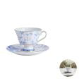 Ceramic Tea Cup & Saucer Set, 5.7 fl oz / 170 mL Double-Sided Blue & White Rose Coffee Mug, Vintage Pattern with Gold Rim, Exquisite Office Drinkware Gift Box for Afternoon Tea, Elegant Home Décor