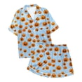 thumbnail image 7 of RMGVDSD Halloween Pajamas Set for Women 2 Piece Cute Pumpkin Print Short Sleeve Sleepwear Button Down Loungewear Holiday Party Pajama Shorts Sets, 7 of 7