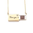thumbnail image 1 of Ennuyé Émotion Brun Regarder Fermé Lettre Enveloppe Collier Pendentif Bijoux, 1 of 3