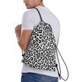 thumbnail image 3 of Drawstring Backpack - white black Leopard fashion Splash Proof Small Drawstring Gym Bag for Women Men, Cinch Sports String Bag Backpack for Travel Swimming Beach, 3 of 8