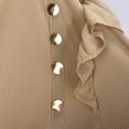 thumbnail image 6 of Fall Dresses for Women Ruffle Long Sleeve High Neck Solid Color Cocktail Pencil Dress Slim Fitted Casual Work Dress, 6 of 6