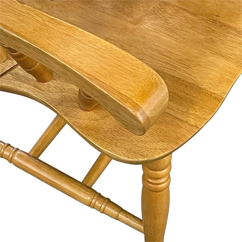 Pemberly Row Dining Chair with Arms Light Oak Solid Wood Armchair