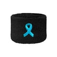 thumbnail image 6 of Couver Stomach/Gastric Cancer Awareness Ribbon Embroidery Wristband(Wrist Sweatband) -1 Pair, 2.5" Black/Carolina Blue Ribbon, 6 of 8