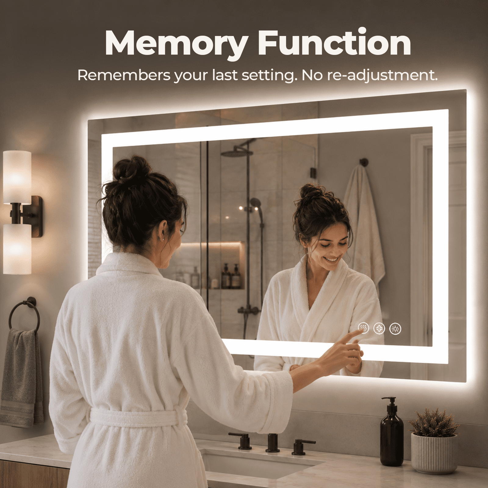 Alvantor Smart LED Vanity Mirror with Anti-Fog and Dimmable Lighting