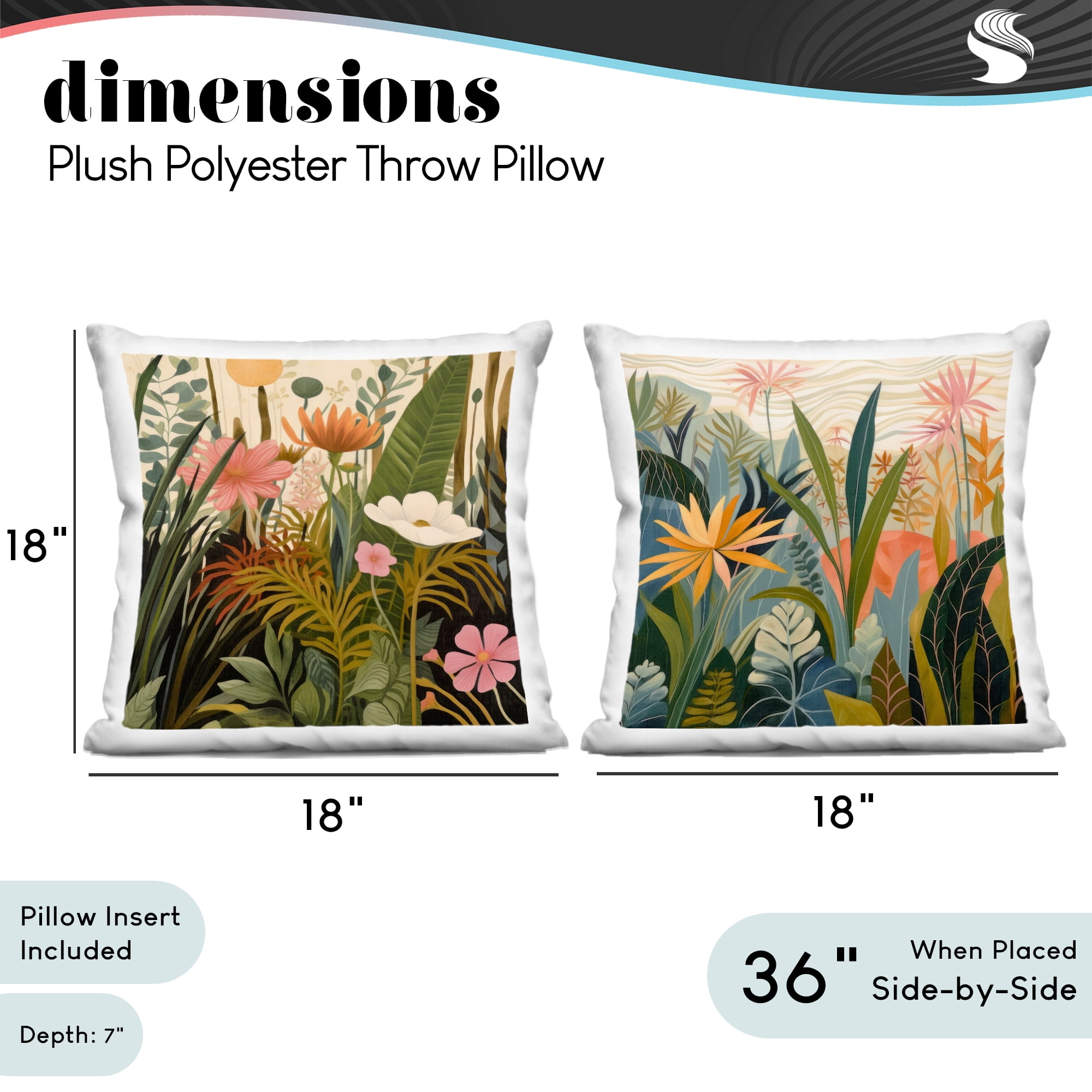 Stupell Industries Botanical Embrace Blooms 2 Piece Decorative Printed Throw Pillow Set, design by Lazar Studio, 18 x 7 x 18