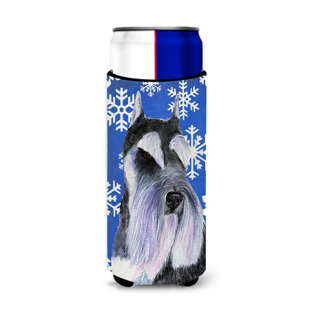 

Caroline s Treasures SS4615MUK Schnauzer Winter Snowflakes Holiday Ultra Hugger for slim cans Slim Can multicolor