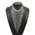 thumbnail image 1 of Collar de borla Collar llamativo traje de joyería moda mujer Sexy Rhinestone babero gargantilla Collar borla cadena larga Collar, 1 of 5
