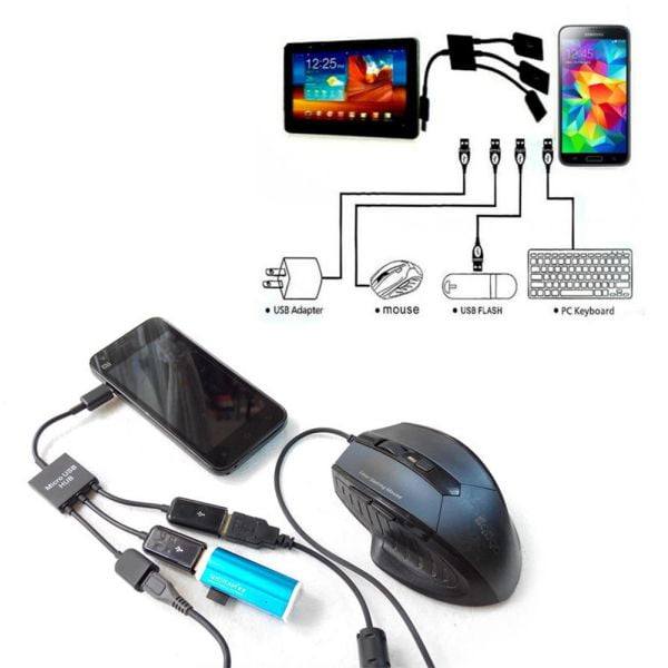 Power Charging keyboard mouse card reader 3Port Micro OTG Host For for Sony - Walmart.com
