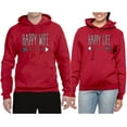 thumbnail image 2 of Wild Bobby, Happy Wife Happy Life Cute Classic Funny His and Hers Matching Couples Hoodies Sweater Set, Red, Mens S-Womens S, 2 of 3