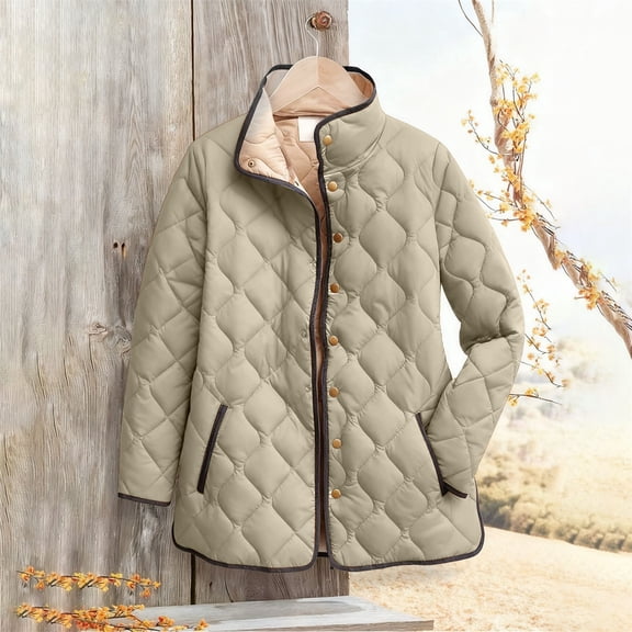 Pyhlmscde Women's Winter Quilted Long Sleeved Button Down Lightweight Jacket, Jackets for Women, Fall Outfits for Women, Cardigan Sweaters for Women