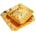 thumbnail image 1 of OULII 1Pcs Square Sugar Container With Lid 9.2X9.2X7CM Golden Zinc Alloy For Birthday, 1 of 8