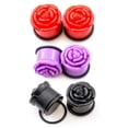 thumbnail image 3 of Acrylic Ear Plugs with Roses Design and O ring Multiple Sizes Available, 3 of 11