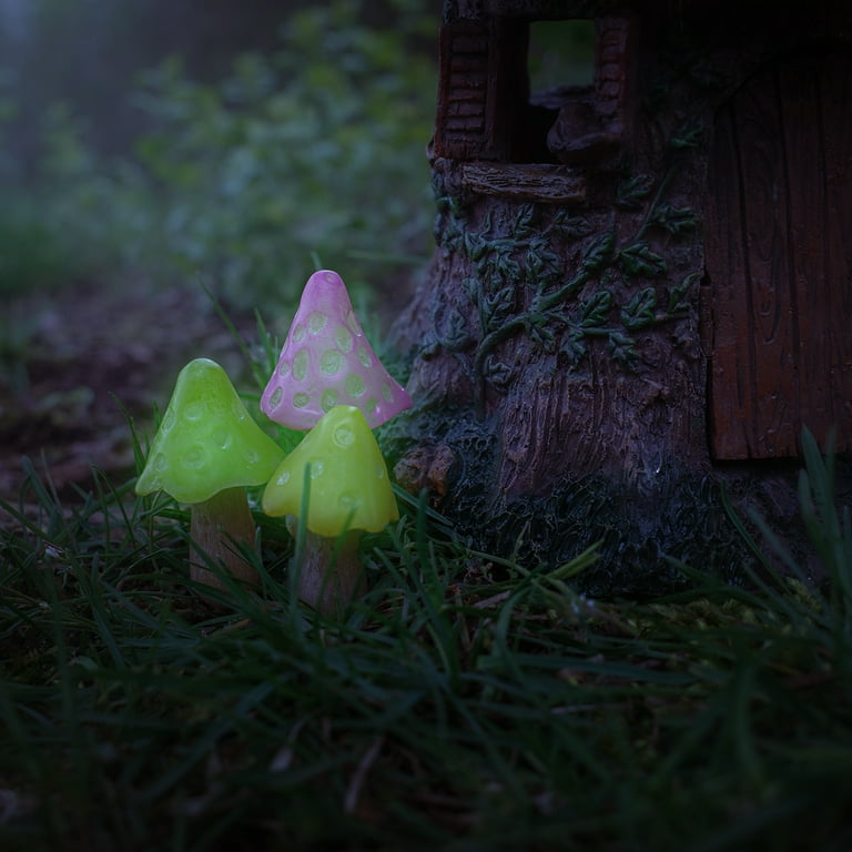 3pc Mini Glow Dark Solar Mushrooms Outdoor Fairy Garden Lights Dollhouse Decor 3pc Mini Glow Dark Solar Mushrooms Outdoor Fairy Garden Lights Dollhouse Decor