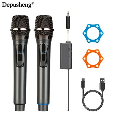 Depusheng Wireless Microphone Dual Handheld Dynamic Microphone for Karaoke,Singing,Party,Church,Weeding,Speech,DJ