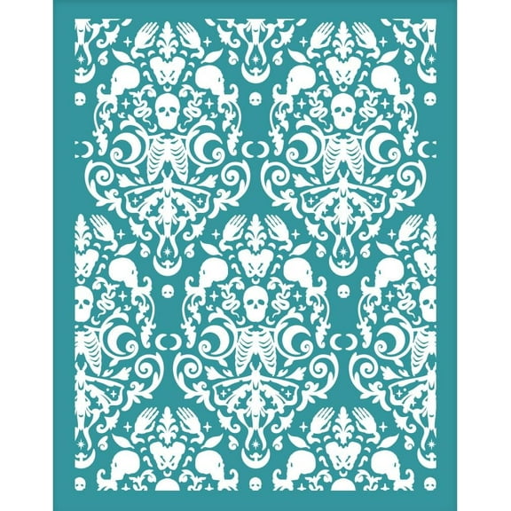 4x5 Inch Skull Brocade Silk Screen Stencils for Polymer Clay Moth Skeleton Clay Stencils Silk Screen Printing Stencils Reusable Mesh Transfer Stencil for Earrings Hairpin
