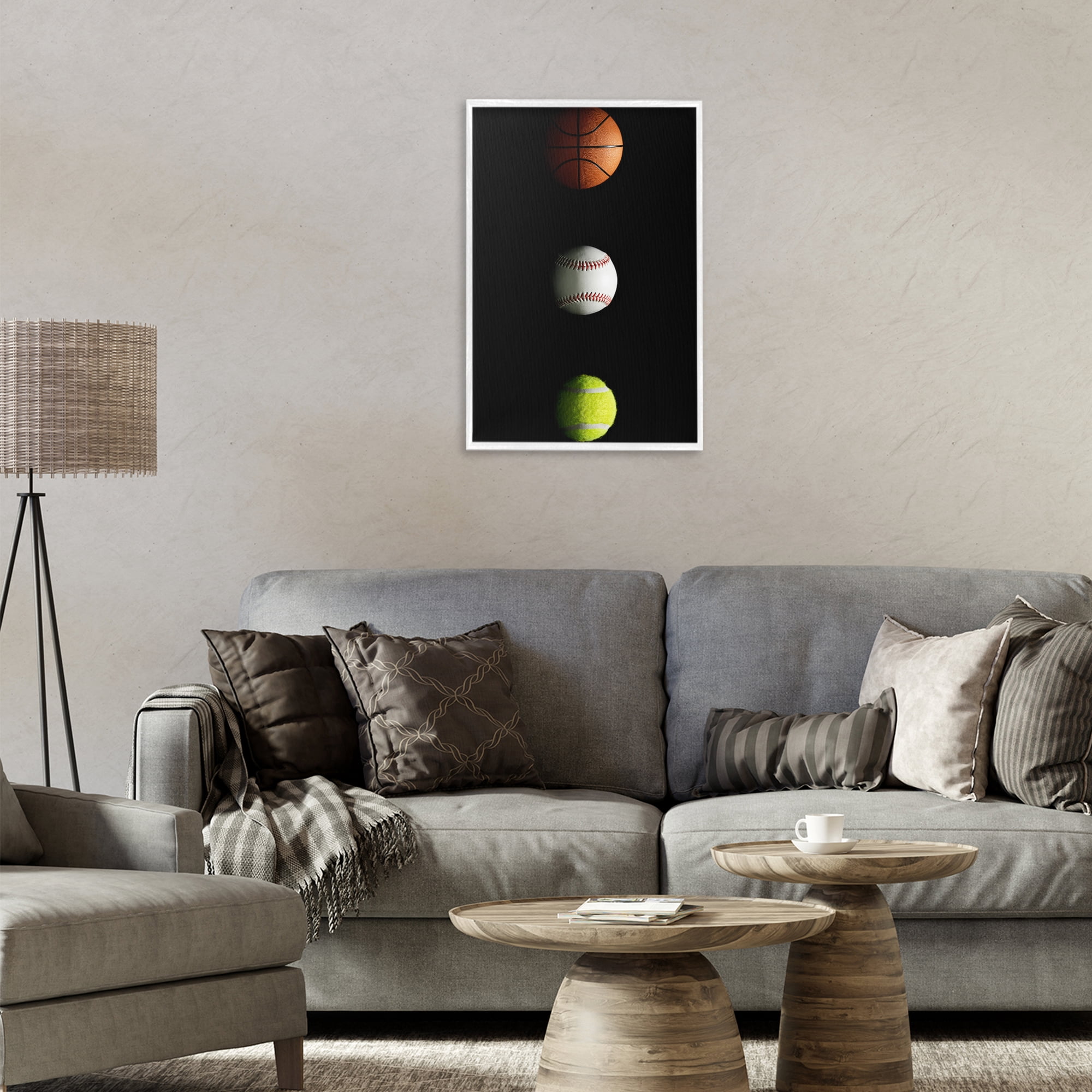 Stupell Industries Sports Balls Spotlight White Framed Giclee Art, design by Jesse Keith