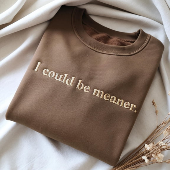 I Could Be Meaner Embroidered Sarcastic Sweatshirt, Funny Quote