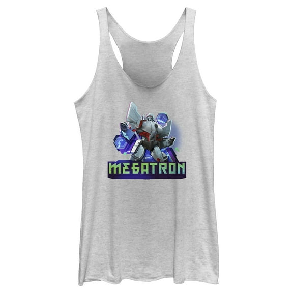 Women's Transformers: EarthSpark Megatron Badge Racerback Tank Top White Heather X Small