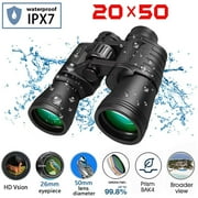 Bissot 20x50 Binoculars for Adults HD Day Light Night Binoculars with BAK4 Prism FMC Lens for Hunting Bird Watching Concert etc IPX7 Waterproof Black,Include Carrying Case and Strap